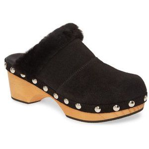 Free People "Chalet" Black Suede Clogs